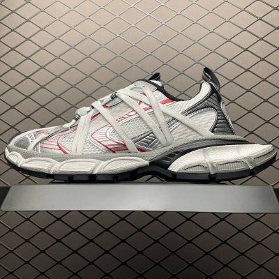 Balenciaga 3XL Extreme Laces Lace-up Retro Dad Shoes White and Red Sports Mesh Upper Shoes